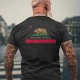 カリフォルニア州 'Bear Republic' 州旗 メンズTシャツ バックプリント 高齢者への贈り物