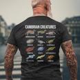 カンブリア紀の生き物 古生物学 化石 海洋生物 メンズTシャツ バックプリント 高齢者への贈り物