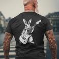 ギタリスト ギター ギタープレーヤー ウサギ お父さん ママ メンズTシャツ バックプリント 高齢者への贈り物