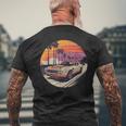 クラシック マッスルカー レトロ ビンテージ スタイル ビーチ サンセット メンズTシャツ バックプリント 高齢者への贈り物