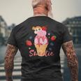 クレヨンしんちゃん ひまわりとアイスクリームしんちゃんのティータイム メンズTシャツ バックプリント 高齢者への贈り物