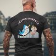 クレヨンしんちゃん ひまわりとシロ 釣りごっこ メンズTシャツ バックプリント 高齢者への贈り物