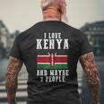 ケニアアフリカ国旗 I Love Kenya メンズTシャツ バックプリント 高齢者への贈り物