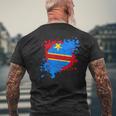 コンゴ民主共和国の国旗付きサッカーボール メンズTシャツ バックプリント 高齢者への贈り物