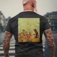 ゴッホ ひまわり おもしろい 猫 アート 絵画 メンズTシャツ バックプリント 高齢者への贈り物
