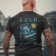 ゴッホ ゴッホ 流れる星月夜 美術史 駄洒落ユーモア メンズTシャツ バックプリント 高齢者への贈り物
