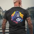 ゴリラ サッカーボール 鮮やかな色 メンズTシャツ バックプリント 高齢者への贈り物
