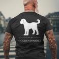ゴールデンドゥードル 犬 ホワイト シルエット メンズTシャツ バックプリント 高齢者への贈り物