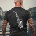 サックス サックス奏者 ミュージシャン サックス奏者 楽器 メンズTシャツ バックプリント 高齢者への贈り物