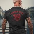サムライ ライダー Ronin 侍 戦国武将 日本 武士道 戦士 ダメージ バイク エンジン カタナ メンズTシャツ バックプリント 高齢者への贈り物