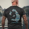 サントリーニ島 ギリシャ 地図 ギリシャ柄 旅行 休暇 メンズTシャツ バックプリント 高齢者への贈り物