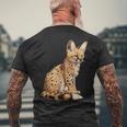 サーバル アニマル サーバルズ アフリカン ワイルドキャット サーバルキャット ワイルドキャット メンズTシャツ バックプリント 高齢者への贈り物