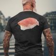 サーモン握り ローポリお寿司 鮭 レトロディザイン メンズTシャツ バックプリント 高齢者への贈り物