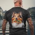 シェットランド・シープドッグ・バーガー メンズTシャツ バックプリント 高齢者への贈り物