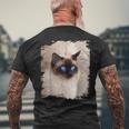 シャムの子猫の頭の顔 メンズTシャツ バックプリント 高齢者への贈り物