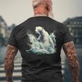 シロクマ 海洋哺乳類 アートワーク 海洋 シロクマモチーフ メンズTシャツ バックプリント 高齢者への贈り物