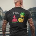 スイカとパイナップルをダビング カワイイ サマーフルーツ メンズTシャツ バックプリント 高齢者への贈り物