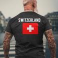スイス国旗 スイス国地図フラッグ メンズTシャツ バックプリント 高齢者への贈り物