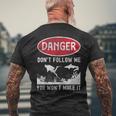スキューバダイビング ダイバー Danger Don't Follow Me You Won't Make It メンズTシャツ バックプリント 高齢者への贈り物