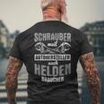 スクリュードライバー Weil 自動車メーカー ヘルデンニードル メカニック メンズTシャツ バックプリント 高齢者への贈り物