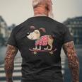 スケートボード犬 – 楽しい漫画のペット メンズTシャツ バックプリント 高齢者への贈り物