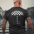 チェック柄 ブラック&ホワイト バッファロー格子柄 傘 天気 メンズTシャツ バックプリント 高齢者への贈り物