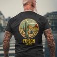 ツーソン アリゾナ ビンテージ ウエスタン レトロ サボテン メンズTシャツ バックプリント 高齢者への贈り物
