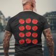 トマト柄 かわいい ハッピー トマト フルーツ ビーガン フルータリアン メンズTシャツ バックプリント 高齢者への贈り物