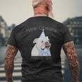 ニューオーリンズ 面白い犬の着用パーティーハット付き メンズTシャツ バックプリント 高齢者への贈り物