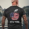 ニューヨーク市 ビッグアップル グラフィック アメリカ国旗付き メンズTシャツ バックプリント 高齢者への贈り物