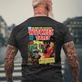ハロウィン ホラー ヴィンテージ 魔女 コミックブック レトロ 怖い 面白い メンズTシャツ バックプリント 高齢者への贈り物