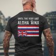 ハワイ国旗 最後までアロハアイナ、マウナケア メンズTシャツ バックプリント 高齢者への贈り物