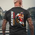バイクレース Motorcycle Racing メンズTシャツ バックプリント 高齢者への贈り物