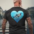 バラクーダ レトロ ハート バラクーダ 釣り 海水魚好き メンズTシャツ バックプリント 高齢者への贈り物