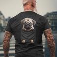 パグ 面白いtシャツ イヌ ポケット わんこ メンズ 犬好き グッズ かわいい おもしろ 面白い 服 ネタ 長袖tシャツ メンズTシャツ バックプリント 高齢者への贈り物