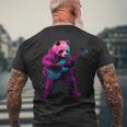 パンダプレイギター メンズTシャツ バックプリント 高齢者への贈り物