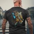 ヒョウ音楽 – 動物愛好家アートヘッドフォン アニマルレオパード メンズTシャツ バックプリント 高齢者への贈り物