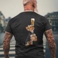 ビールヨークシャーテリア メンズTシャツ バックプリント 高齢者への贈り物