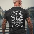 フィールドホッケー 猫 面白い フィールドホッケー メンズTシャツ バックプリント 高齢者への贈り物