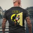 フェリックスブラックキャット漫画シルクハット＆ブロードウェイステージ＆スポットライト メンズTシャツ バックプリント 高齢者への贈り物