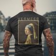 フェルメール 真珠の耳飾りの少女 面白いtシャツ 絵画 アート メンズ 面白い 服 美術 グッズ 油彩画 長袖tシャツ メンズTシャツ バックプリント 高齢者への贈り物