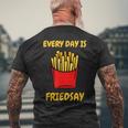 フライドポテトは毎日がフライデーモチーフのフライドポテト メンズTシャツ バックプリント 高齢者への贈り物