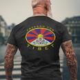 フリーダム チベットフラッグオーバル メンズTシャツ バックプリント 高齢者への贈り物