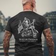 フリーダムモーターサイクルアートに基づいたジョージ・ワシントン大統領 メンズTシャツ バックプリント 高齢者への贈り物