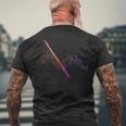 フルート用のフルート付きのカラフルな譜面。 メンズTシャツ バックプリント 高齢者への贈り物