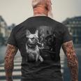 フレンチブルドッグ 喫煙犬 ライター モノクロアート 長袖tシャツ メンズTシャツ バックプリント 高齢者への贈り物
