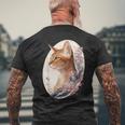 フローラル アビシニアンキャット 日本桜猫 犬種 メンズTシャツ バックプリント 高齢者への贈り物