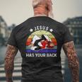 ブラジリアン柔術 Jesus Has Your Back メンズTシャツ バックプリント 高齢者への贈り物
