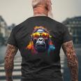 ヘッドフォンとサングラスをかけたdjモンキー音楽パーティーモンキー メンズTシャツ バックプリント 高齢者への贈り物