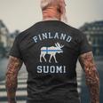 ヘラジカ フィンランド国旗 メンズTシャツ バックプリント 高齢者への贈り物